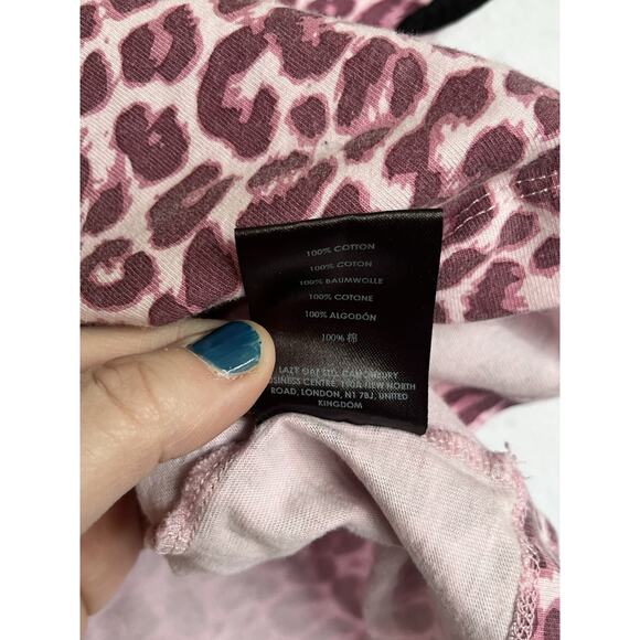 Lazy Oaf Animal Print Cropped Top T-Shirt Pink Black Leopard Print Women XL 2XL - Picture 6 of 6